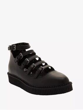 T.U.K Black Multi-Strap Mary Jane Platform Creeper